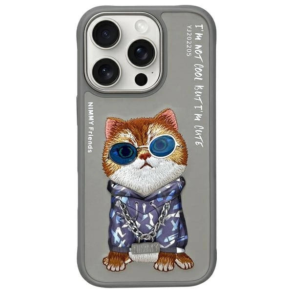 Nimmy Briller Cool Cat Case til iPhone 16 Pro Max - Grå