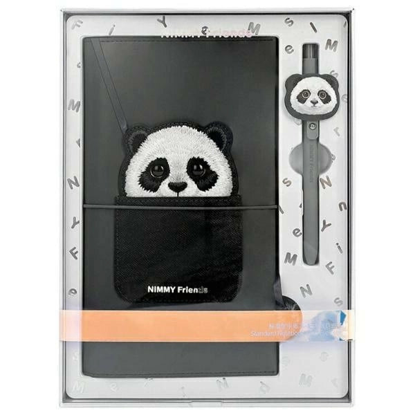 Nimmy Big Eyed Pet 2.0 Panda 2-i-1 Notebook + Pen Set - sort