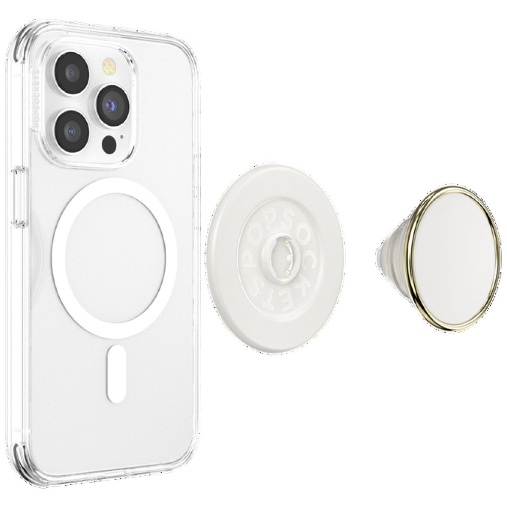 Popsockets Runde Luxe Coconut Creme Emalje MagSafe Holder og Telefon Stand