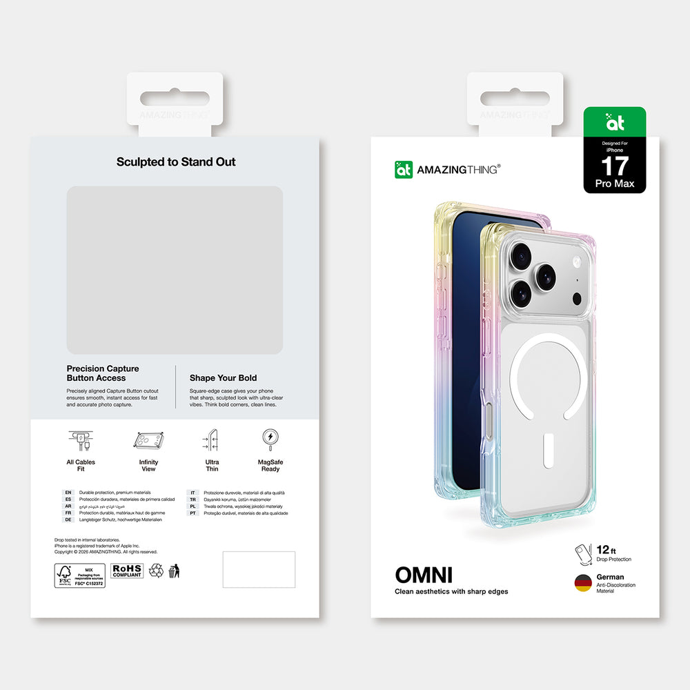 AmazingThing Omni-hylster til iPhone 17 Pro Max kompatibel med MagSafe - gennemsigtig regnbue