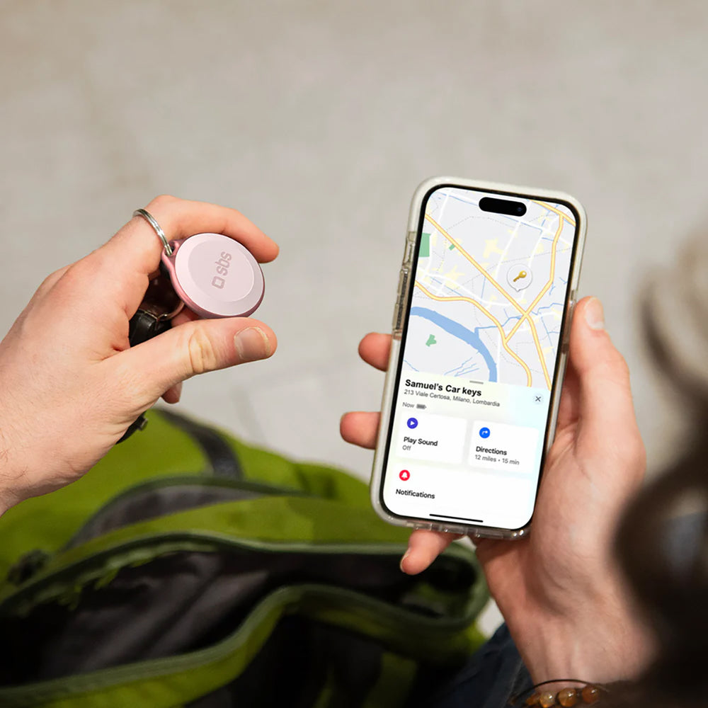 SBS Track My Circle Waterproof IP65 Locator Compatible with Apple Find My - Pink