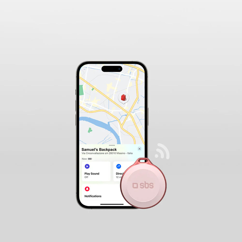 SBS Track My Circle Waterproof IP65 Locator Compatible with Apple Find My - Pink