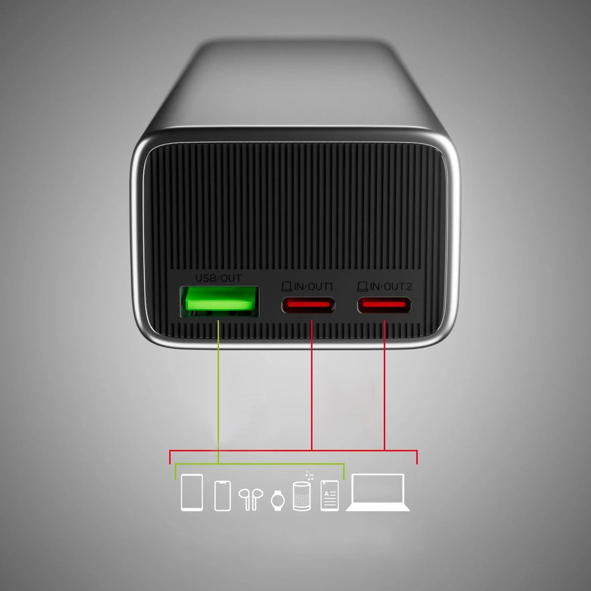 Powerbank SBS 10000mAh PD 35W med LCD-skærm - grå