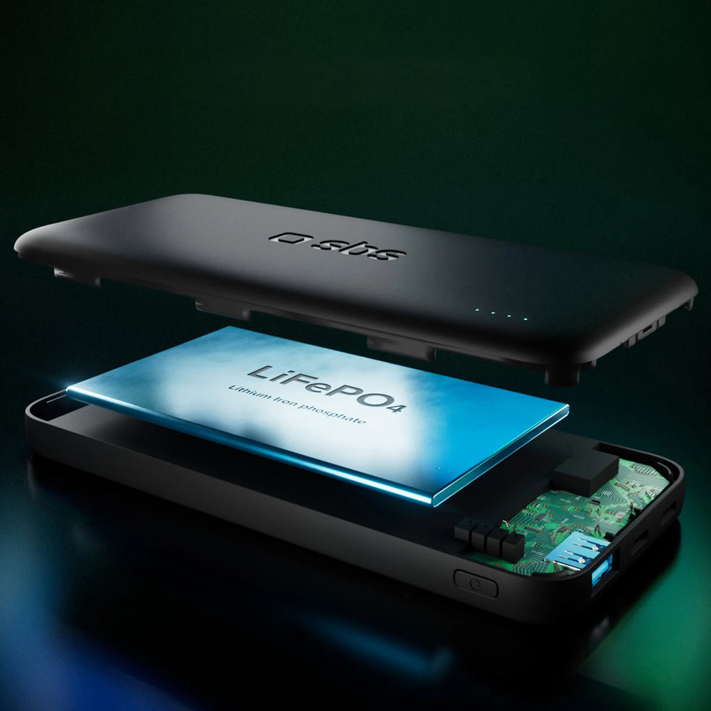 SBS Infinity Power Bank 10000mAh 10W LiFePo₄ USB-A USB-C - Black