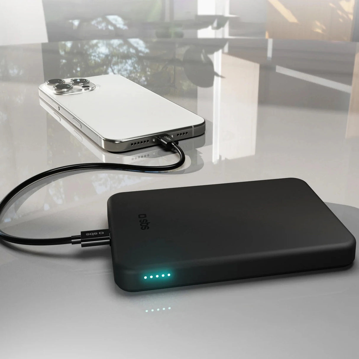 SBS Mag Power Qi2 5000 mAh Powerbank Kompatibel med MagSafe - sort