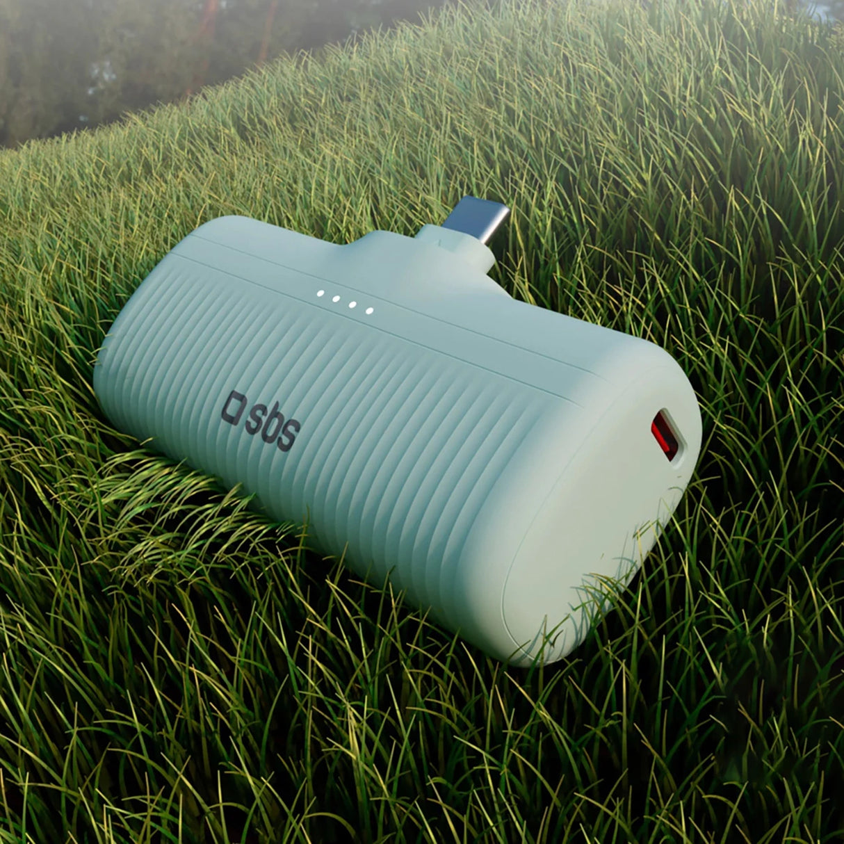 SBS EcoPower 5000 mAh 10W Powerbank med indbygget USB-C-port - Grøn