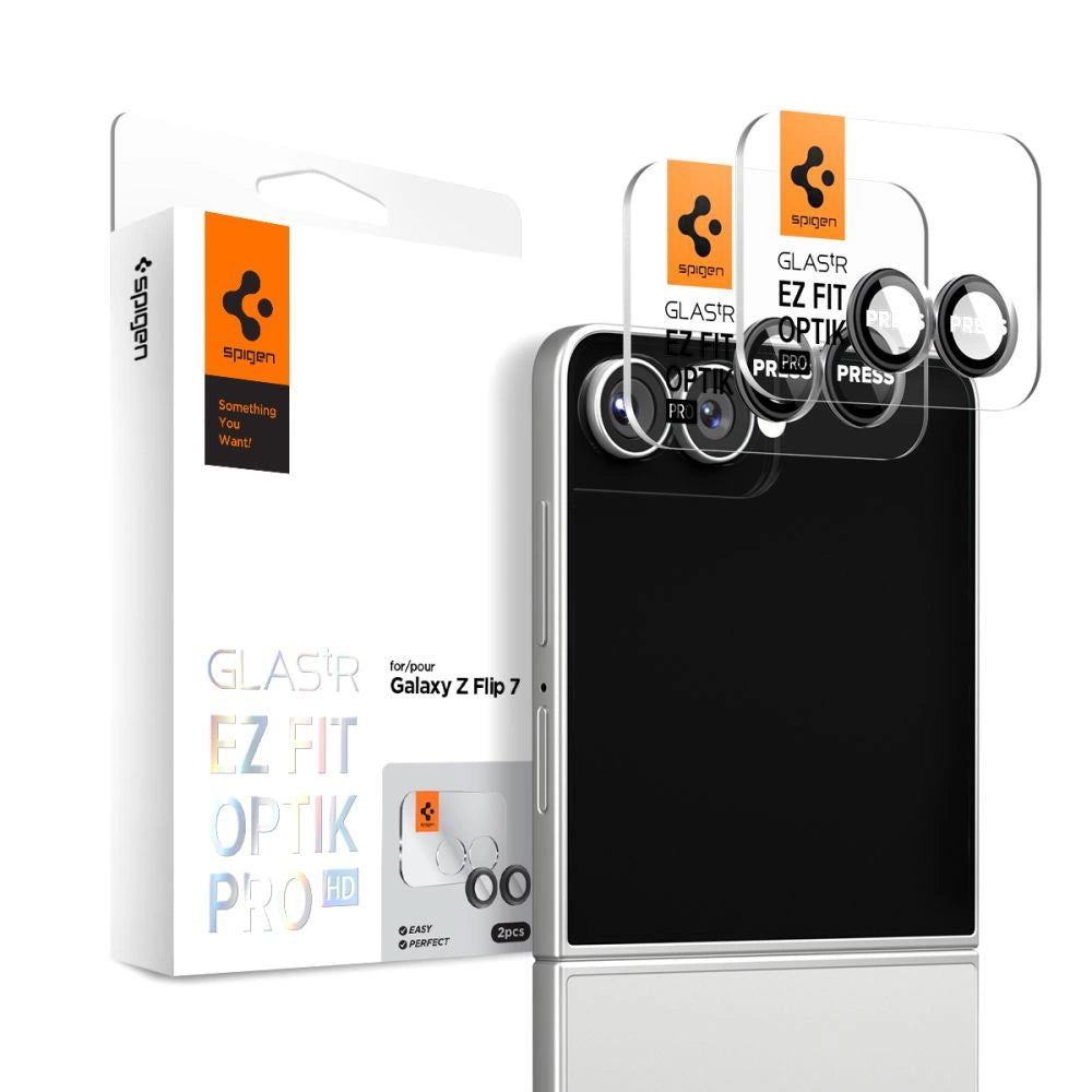 Spigen Optik Pro HD Glas.TR EZ Fit 2-pack Kamerabeskytter til Samsung Galaxy Z Flip 7 - sort