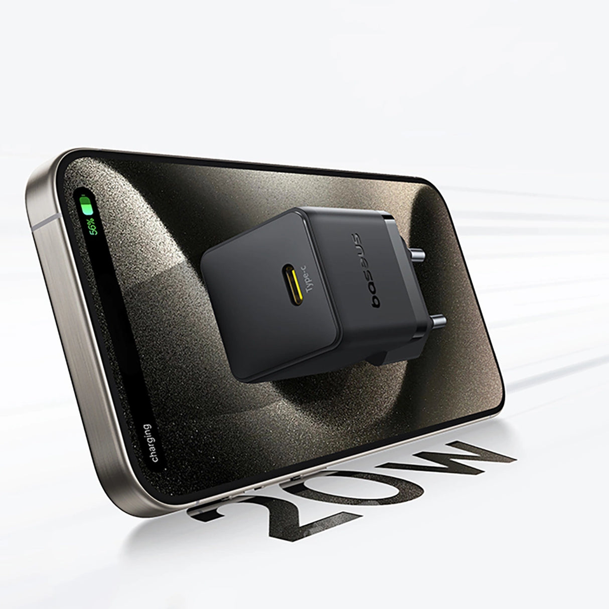 Baseus Palm 1C 20W Wall Charger (med Baseus Mini White USB-C 60W (20V / 3A) 1m Kabel) - sort