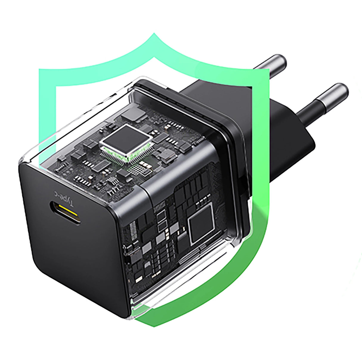 Baseus Palm 1C 20W Wall Charger (med Baseus Mini White USB-C 60W (20V / 3A) 1m Kabel) - sort