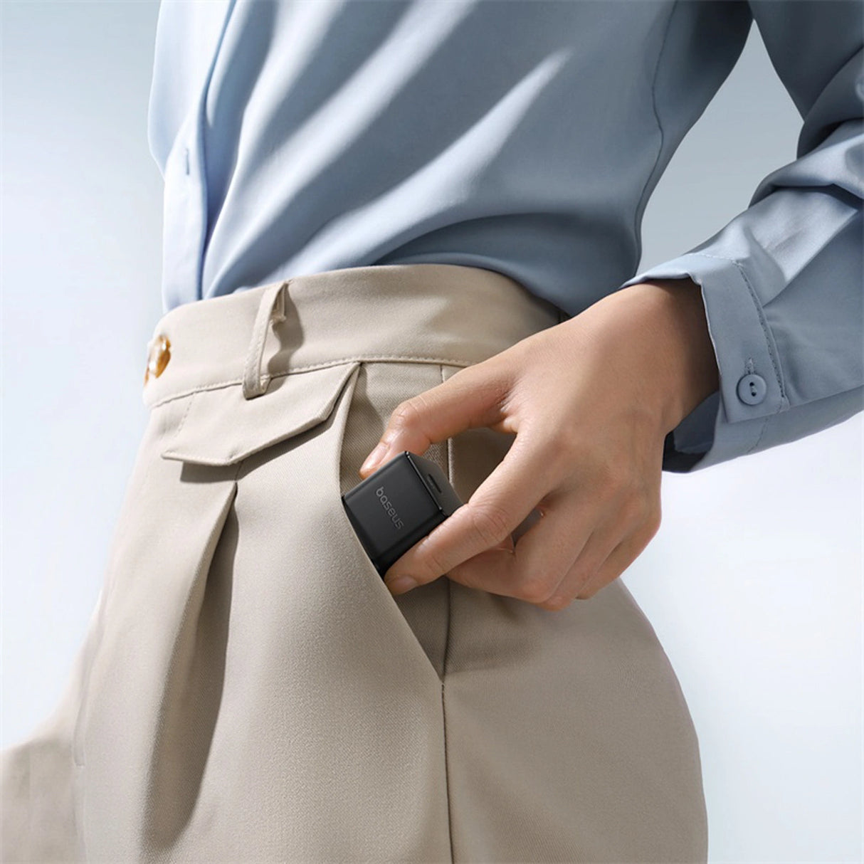 Baseus Palm 1C 20W Wall Charger (med Baseus Mini White USB-C 60W (20V / 3A) 1m Kabel) - sort