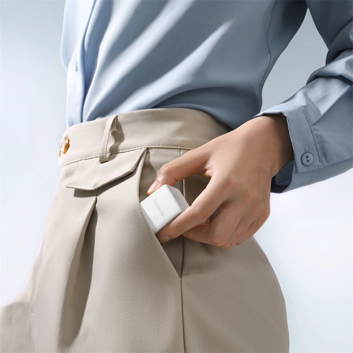 Baseus Palm 1C 20W Wall Charger (med Baseus Mini White USB-C 60W (20V / 3A) 1m Kabel) - Hvid