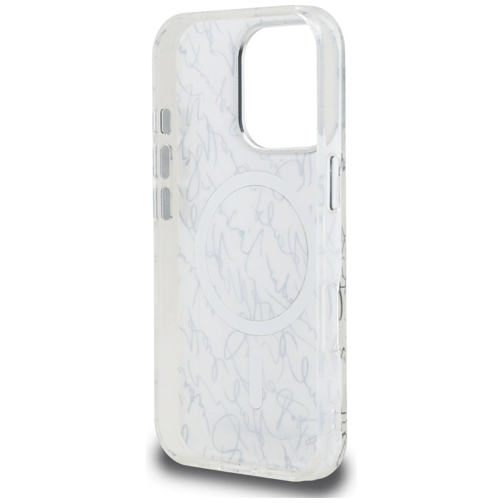 Karl Lagerfeld IML Karl Script Pattern MagSafe Case for iPhone 16 Pro Max - White