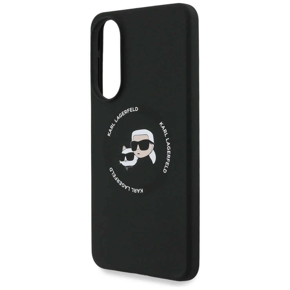 Karl Lagerfeld Silicone nauble Heads And Circle MagSafe case for Samsung Galaxy S25 Edge - black