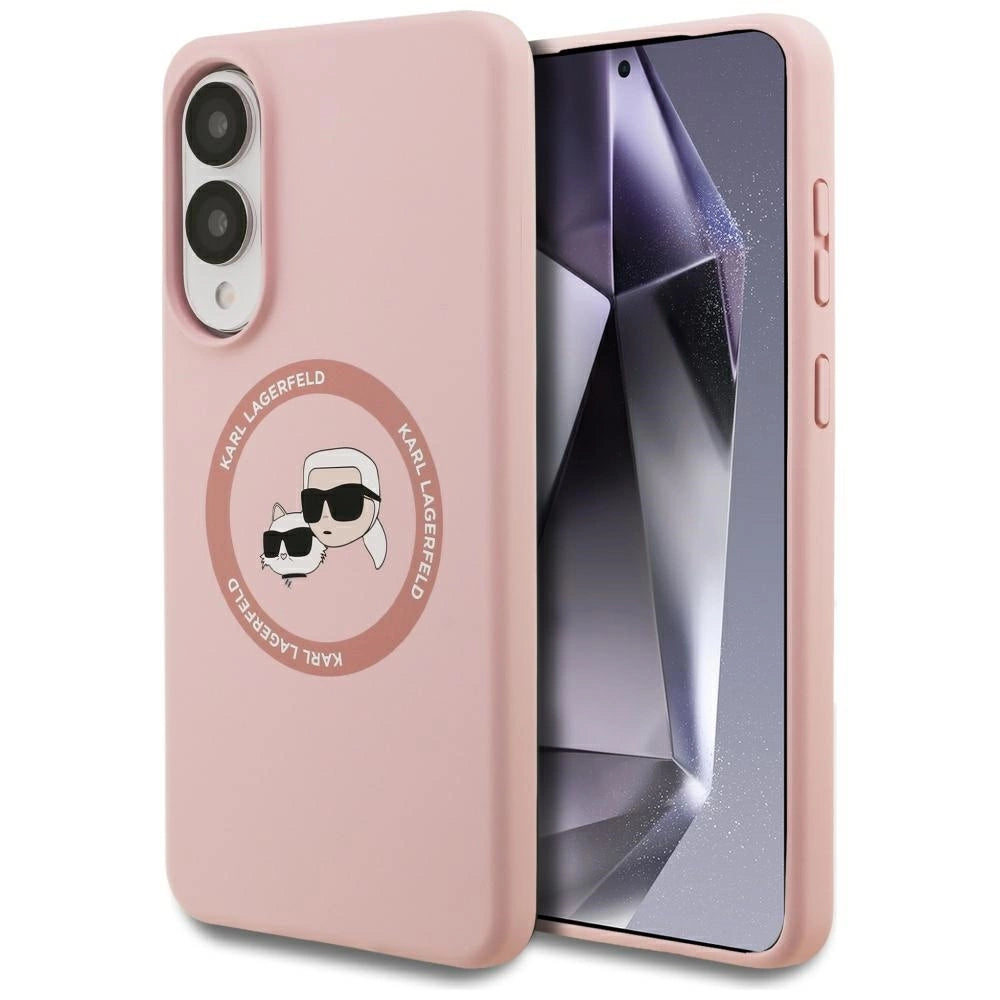 Karl Lagerfeld Silicone Nauble Heads And Circle MagSafe Case for Samsung Galaxy S25 Edge - Pink