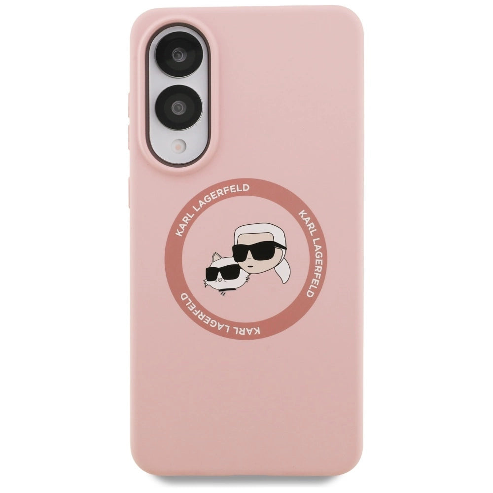 Karl Lagerfeld Silicone Nauble Heads And Circle MagSafe Case for Samsung Galaxy S25 Edge - Pink