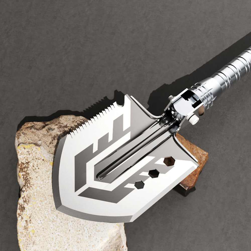 Wozinsky WSS-211 overlevelses bushcraft skovl multifunktionel knivbryder flint fløjte harpun - grå