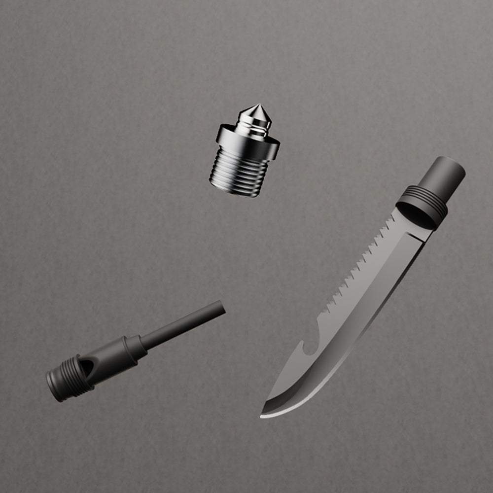 Wozinsky WSS-211 overlevelses bushcraft skovl multifunktionel knivbryder flint fløjte harpun - grå