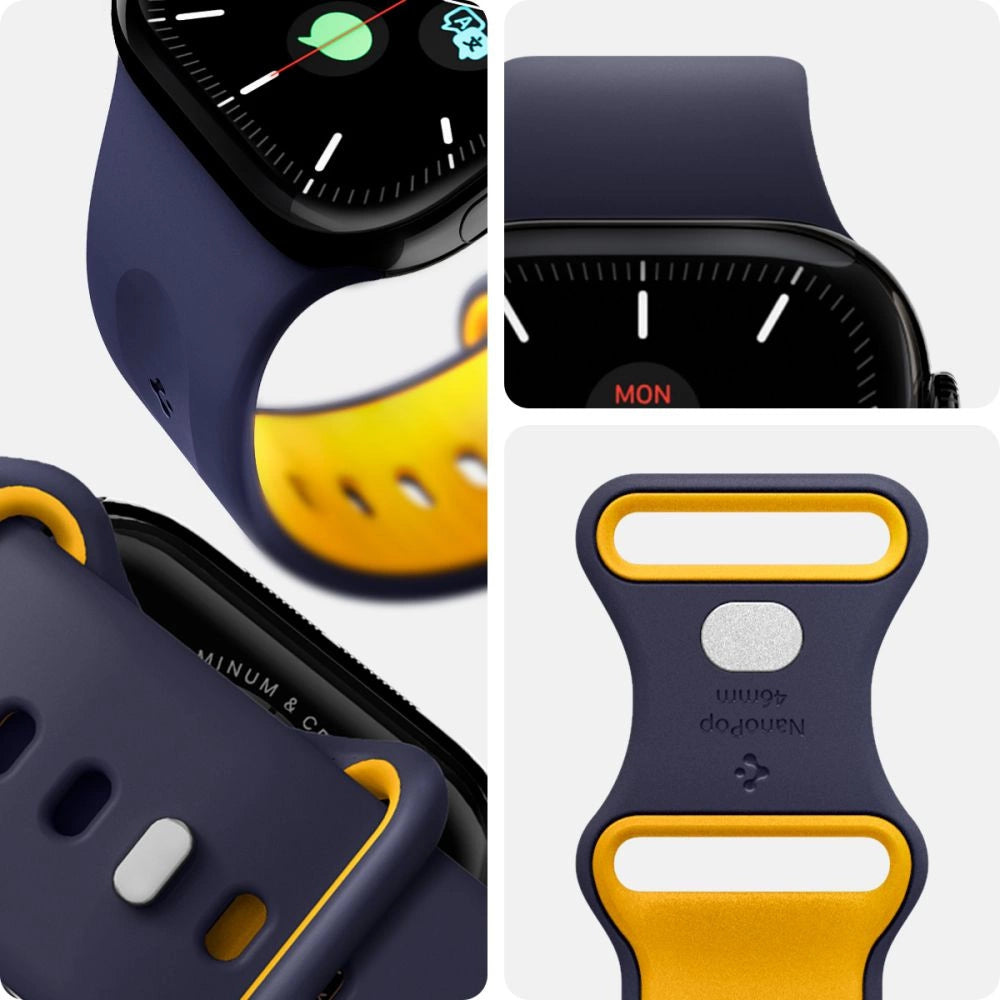 Spigen Nano Pop Strap til Apple Watch 44 / 45 / 46 / 49 mm - Navy Blue og Yellow