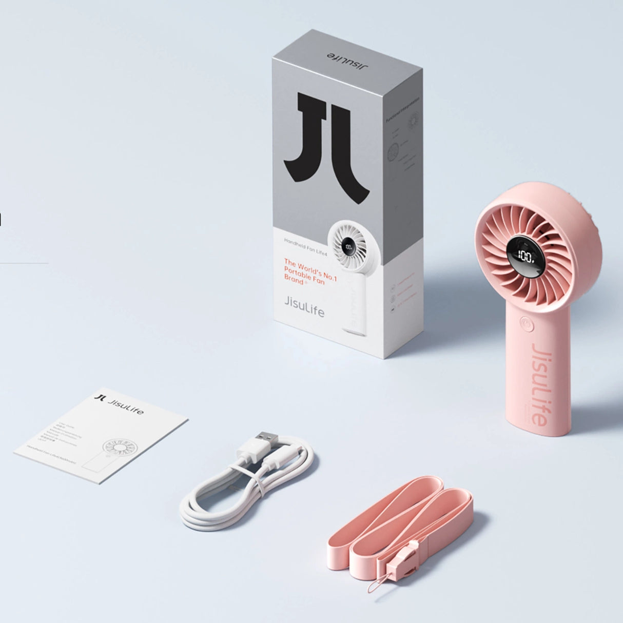 Jisulife håndholdt ventilator Life4 3600mAh bærbar USB-ventilator - Pink