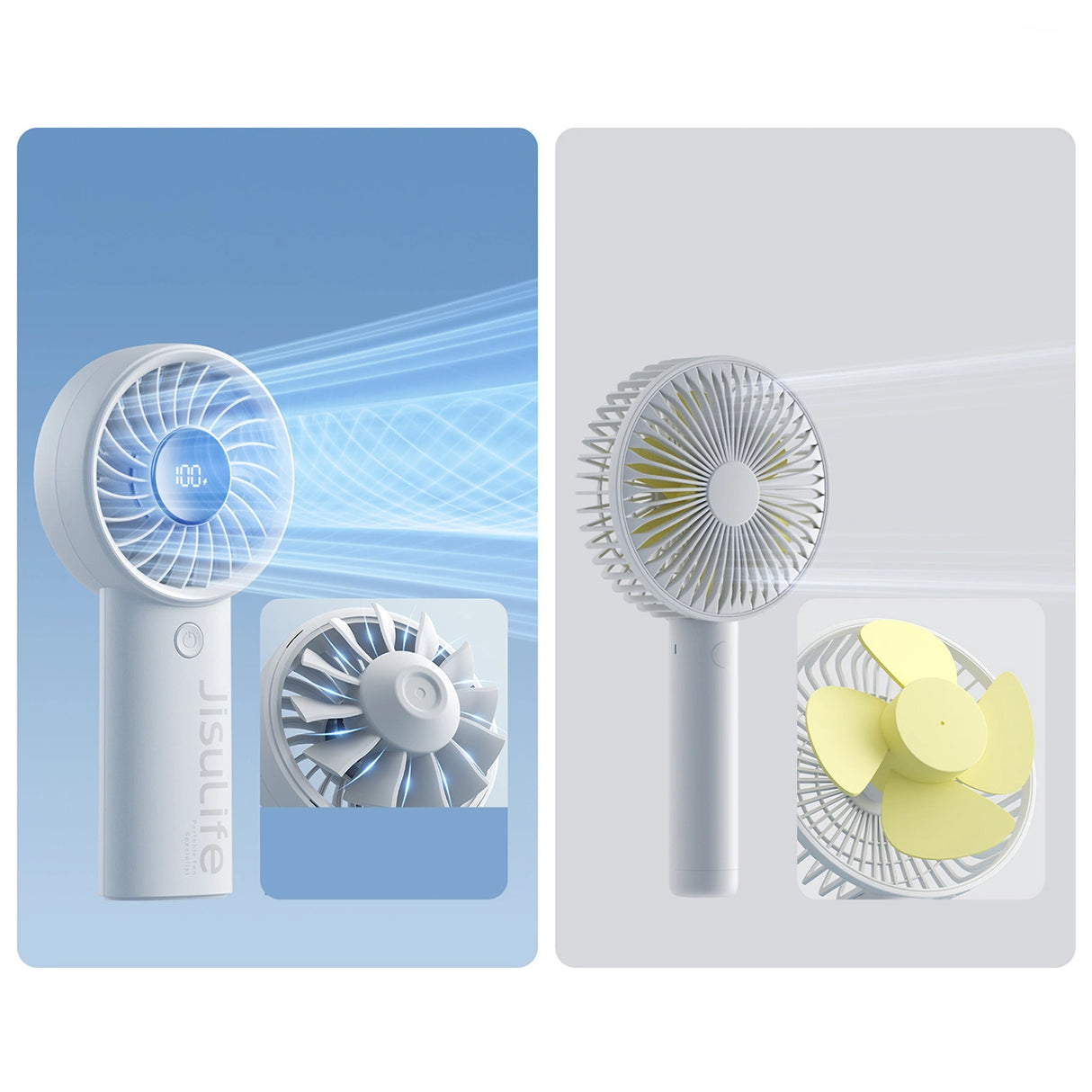 Jisulife håndholdt ventilator Life4 3600mAh bærbar USB-ventilator - Grå