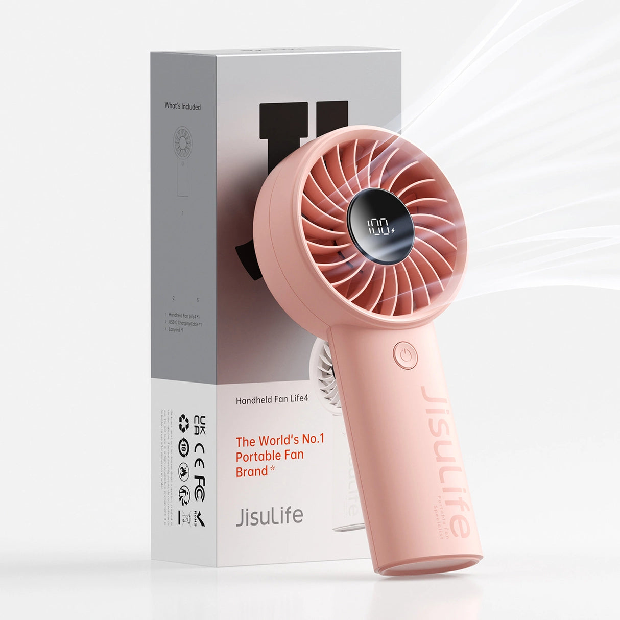 Jisulife håndholdt ventilator Life4 5000mAh bærbar USB-ventilator - Pink
