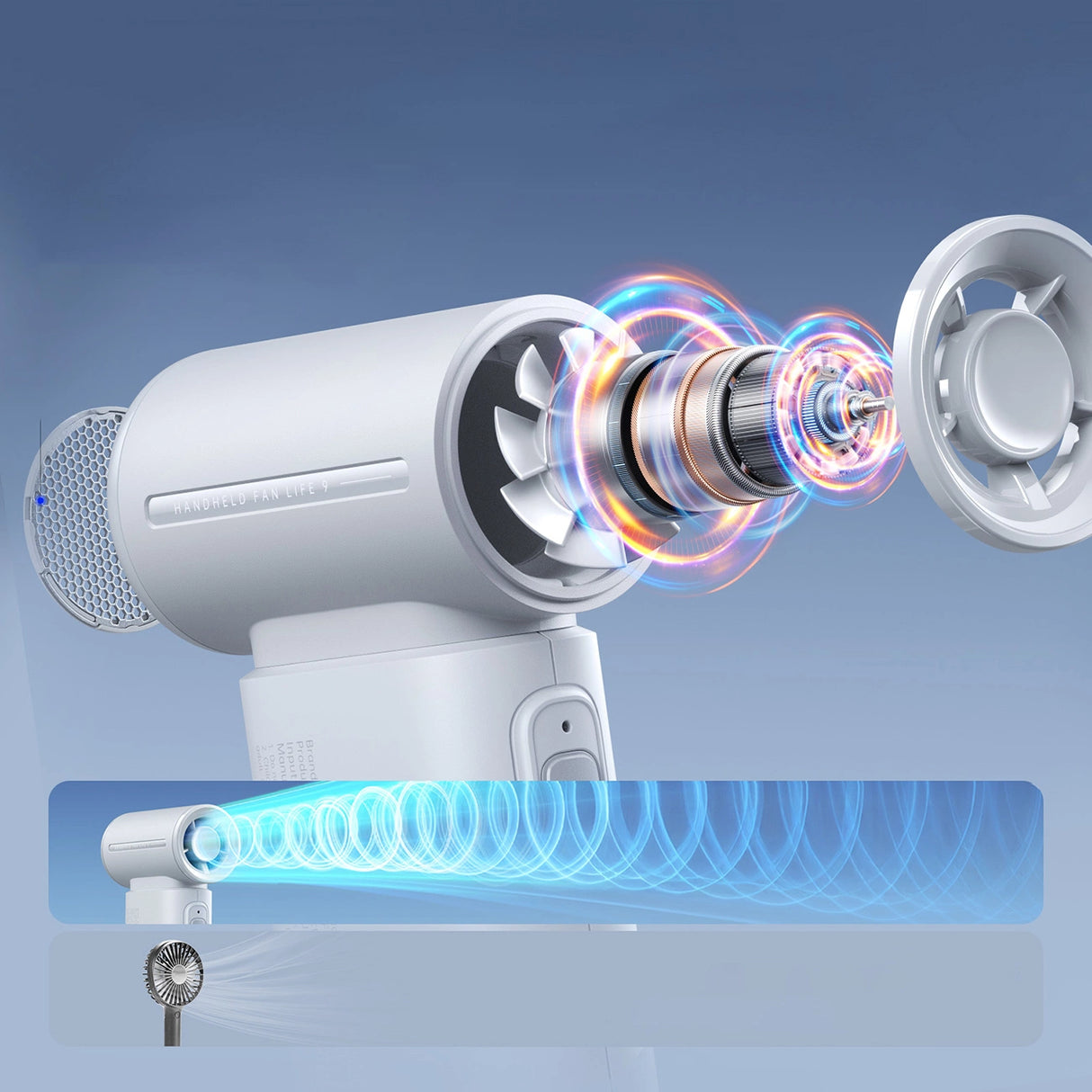 Jisulife håndholdt ventilator Life9 3600mAh bærbar mini blæser USB-ventilator - grå