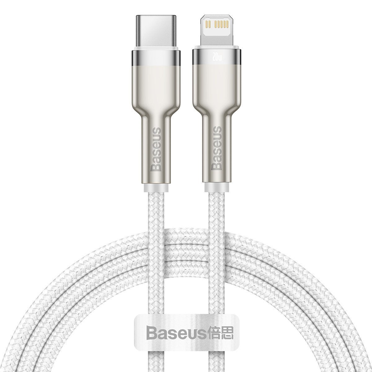 USB-C-kabel til Lightning Baseus Cafule, PD, 20W, 1m (hvid)
