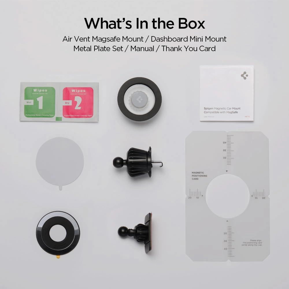 Spigen MFT13 MagSafe bilholder til cockpit eller luftventil - sølv