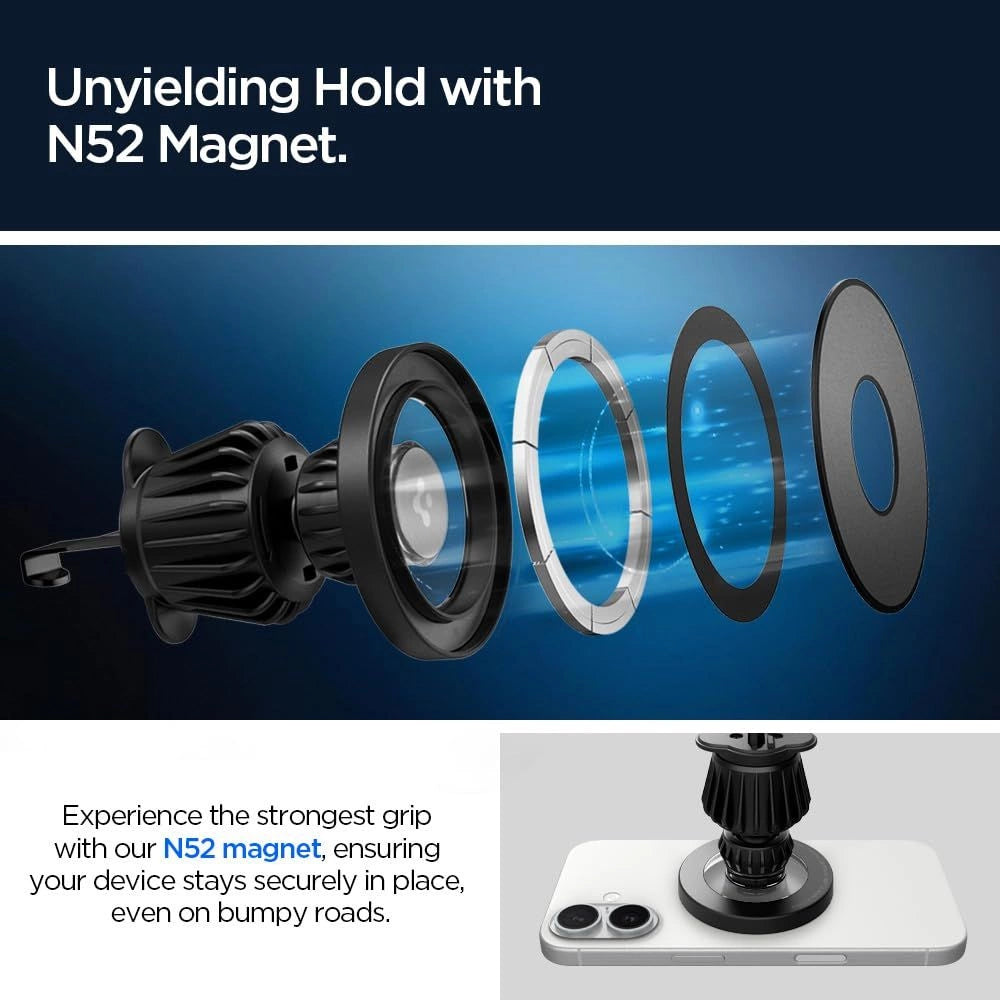 Spigen MFT13 MagSafe bilholder til cockpit eller luftventil - sølv