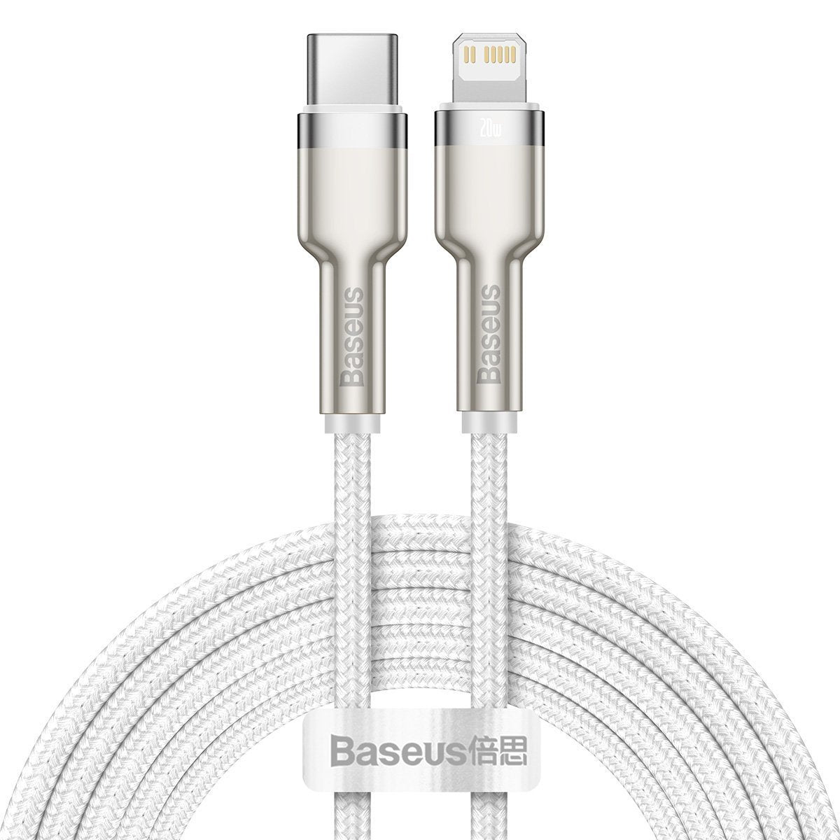 USB-C-kabel til Lightning Baseus Cafule, PD, 20W, 2m (hvid)