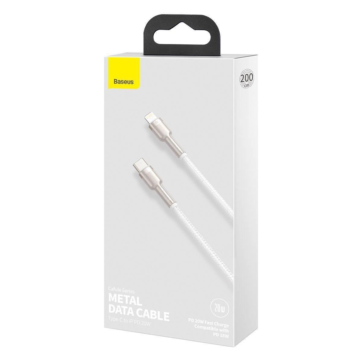 USB-C-kabel til Lightning Baseus Cafule, PD, 20W, 2m (hvid)