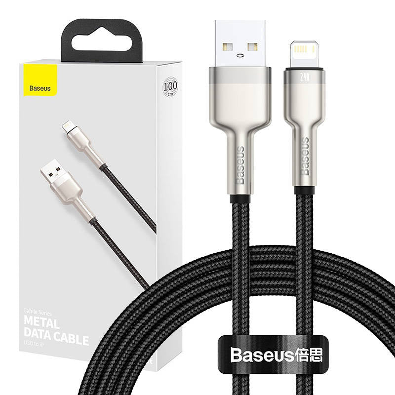 USB-kabel til Lightning Baseus Cafule, 2,4 A, 1 m (sort)