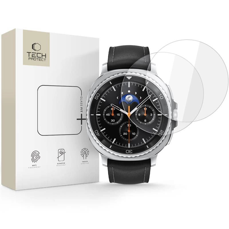 Tech-Protect Glass Fit+ 2-pakke hærdet glas til Samsung Galaxy Watch 8 Classic 46 mm - gennemsigtigt