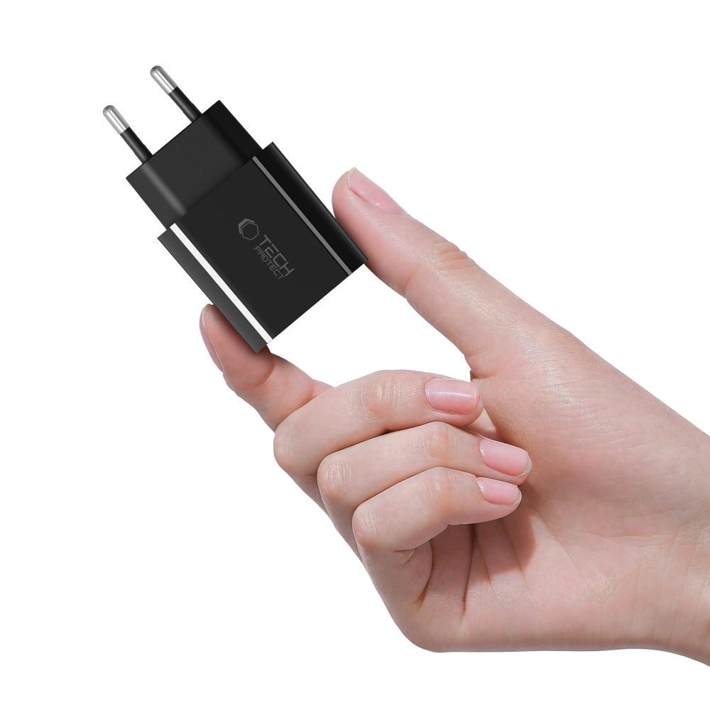 Tech-Protect NC20W USB-C 1-Port PD20W Wall Charger - sort