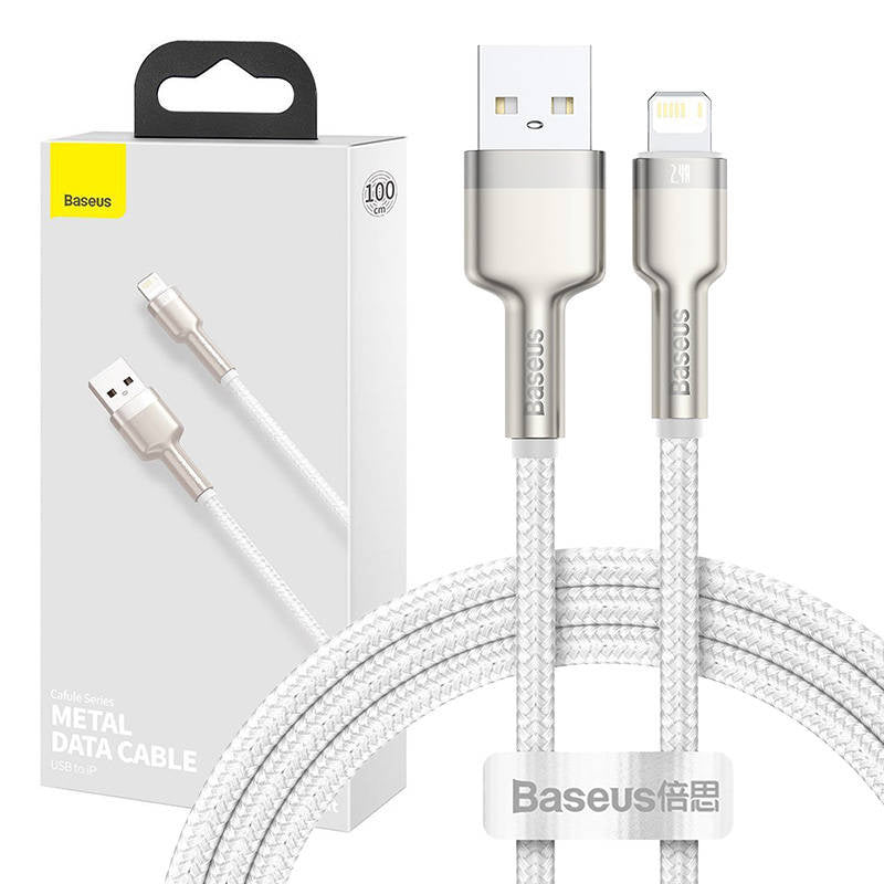 USB-kabel til Lightning Baseus Cafule, 2,4 A, 1 m (hvid)