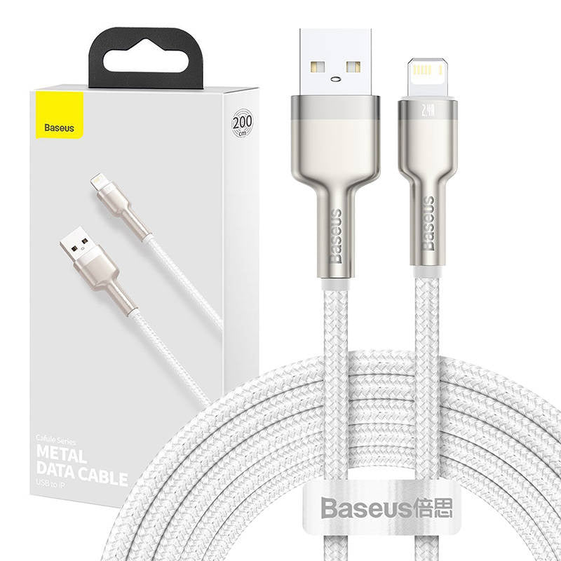 USB-kabel til Lightning Baseus Cafule, 2,4 A, 2 m (hvid)