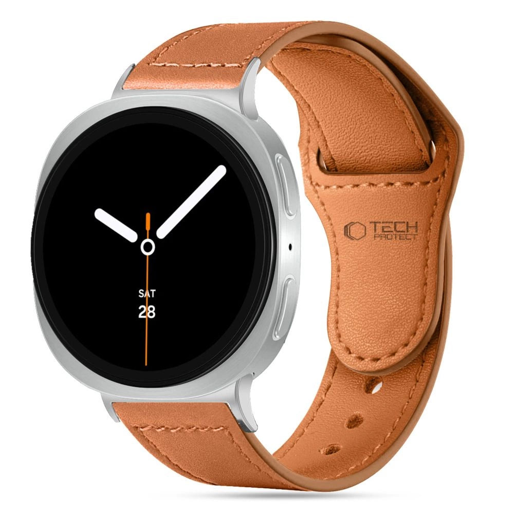 Tech-Protect Leatherfit Strap til Samsung Galaxy Watch 40/44/46 mm - Brunt