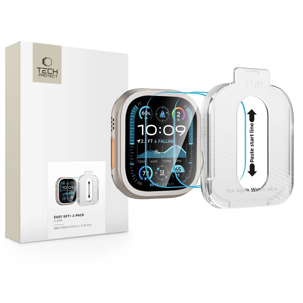Tech-Protect Easy Set+ Hærdet glas 2-pakke til Apple Watch Ultra 1/2 49mm - Clear