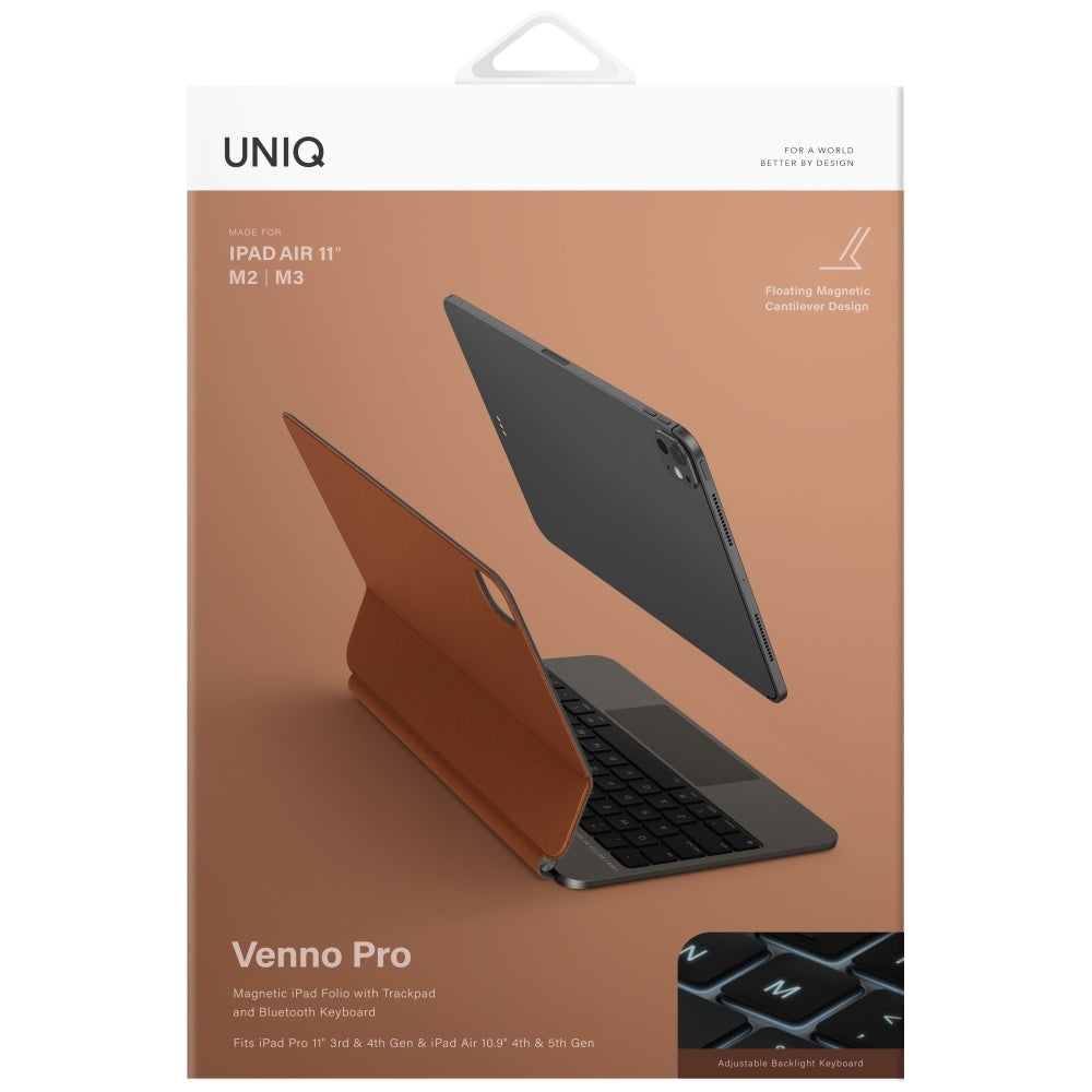 Uniq Venno Pro Magnetisk Smart Case med tastatur til iPad 11" 2025 / iPad Air 11" 2024 / 2025 / iPad Pro 11" 2018 / 2020 / 2021 / 2022 / 2024 - Brunt