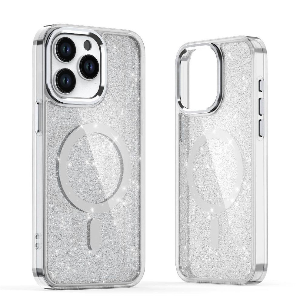 Glitter Case MagSafe Kompatibel til iPhone 17 Pro Max - Halvt gennemsigtig