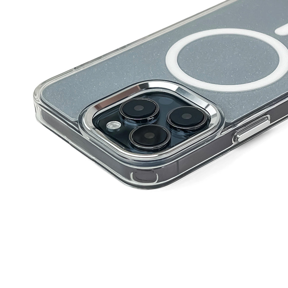 Glitter Case MagSafe Kompatibel til iPhone 17 Pro Max - Halvt gennemsigtig