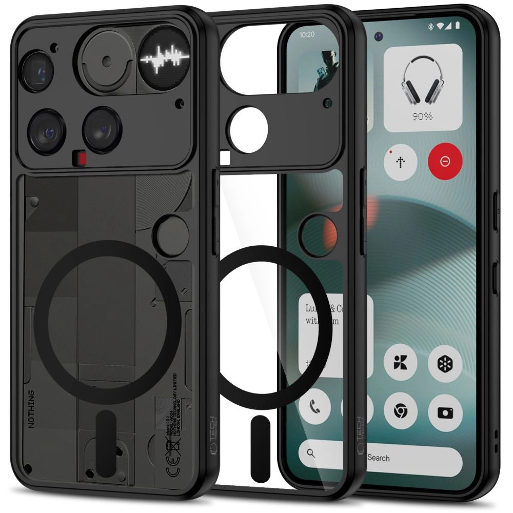 Tech-Protect MagMat MagSafe Case for ingenting Telefon 3 - sort og klar