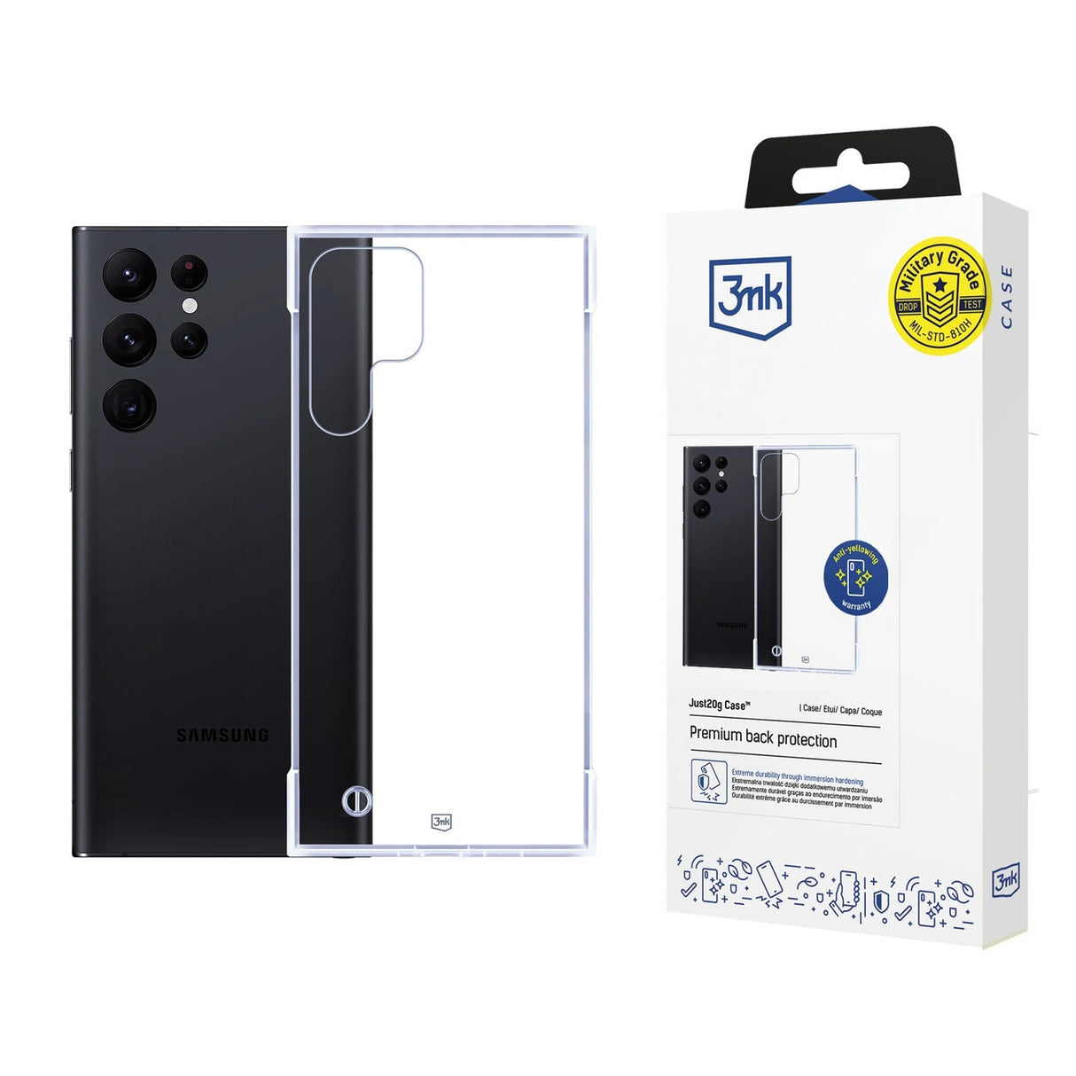 3mk Just20g Clear Case til Samsung Galaxy S22 Ultra 5G - gennemsigtig
