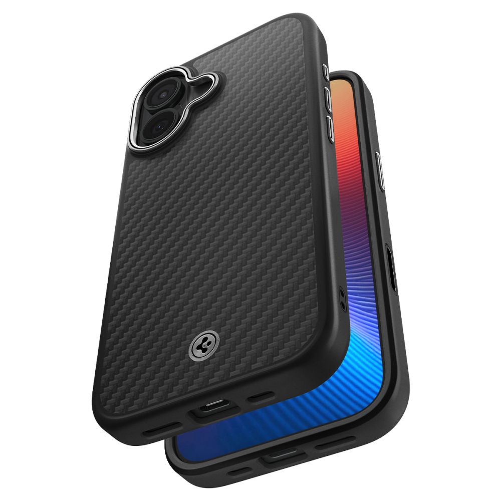 Spigen Enzo Aramid "T" MagSafe case for iPhone 17 - black and silver