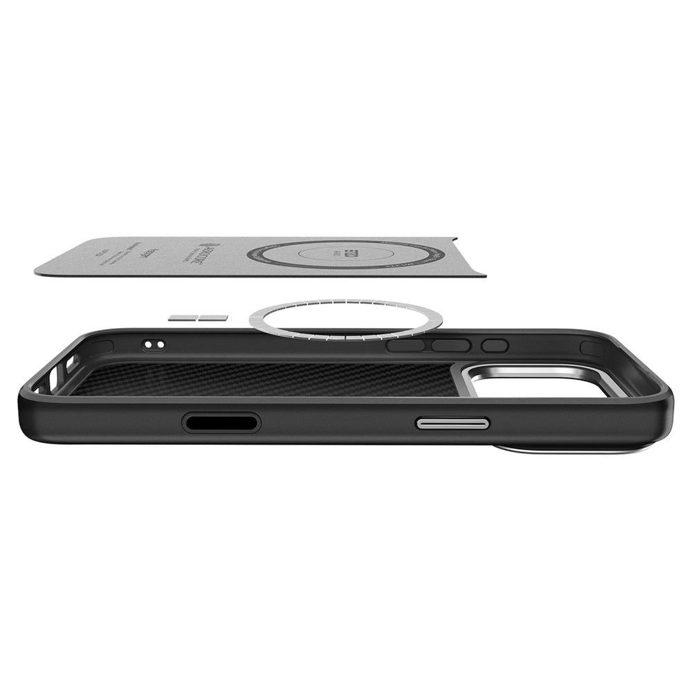 Spigen Enzo Aramid "T" MagSafe Case for iPhone 17 Pro - Black and Silver