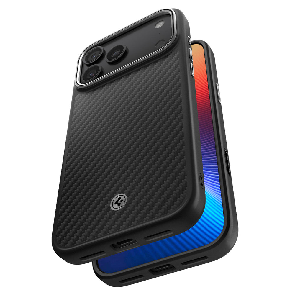 Spigen Enzo Aramid "T" MagSafe Case for iPhone 17 Pro Max - Black and Silver