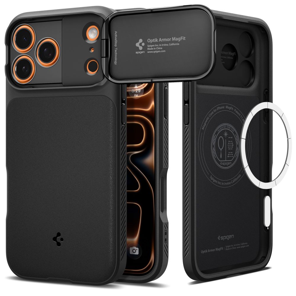 Spigen Optik Armor MagSafe Case til iPhone 17 Pro Max - sort
