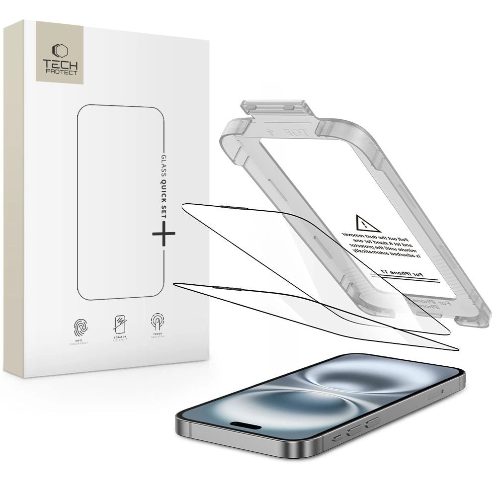 Tech-Protect Quick Set+ 2-pakke af hærdet glas til iPhone 17 - sort