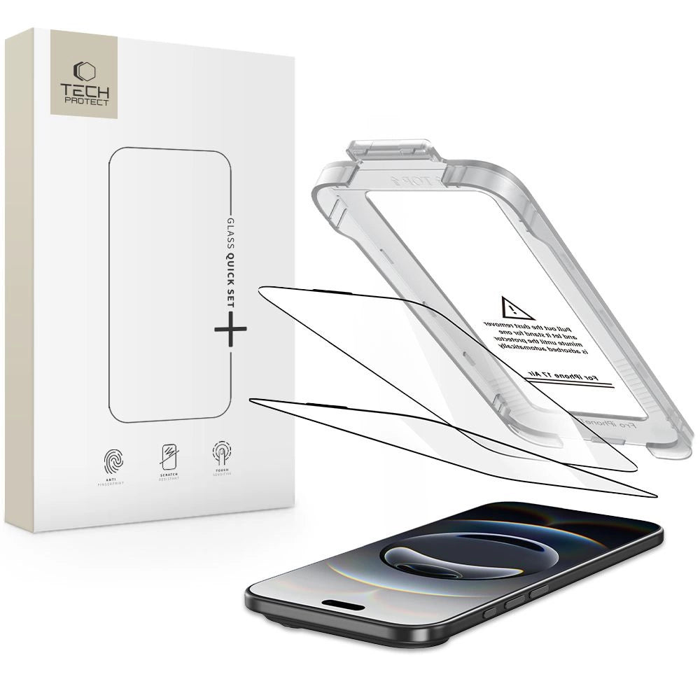 Tech-Protect Quick Set+ 2-pakke af hærdet glas til iPhone 17 Air - sort