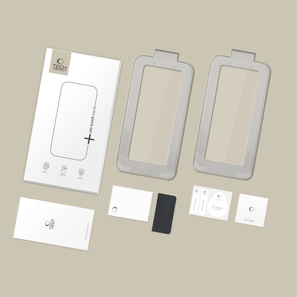 Tech-Protect Quick Set+ 2-pakke af hærdet glas til iPhone 17 Air - sort